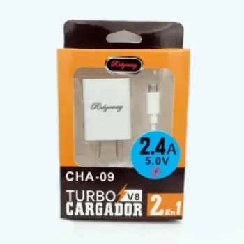Turbo Cargador Cable Cubo 2 En 1 Micro Usb 2.4a Ridgeway