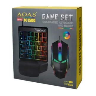 Juego de teclado alámbrico usb Aoas M 1500 one-handed con luz rgb y mouse gamer / m-1500