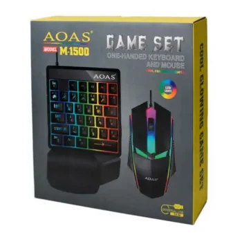 Juego de teclado alámbrico usb Aoas M 1500 one-handed con luz rgb y mouse gamer / m-1500
