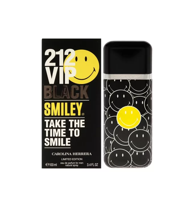 Perfume 212 Vip Black Smiley Carolina Herrera 100 Ml Para Hombre