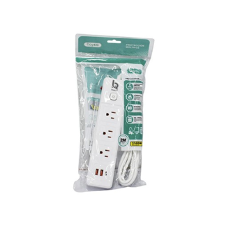barra multicontacto con 3 enchufes y 2 puertos usb