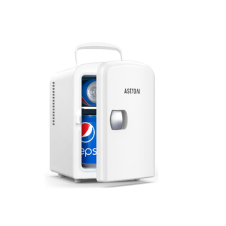astroai mini refrigerador portátil, mini nevera electrónica para el skincare color rosa y blanco