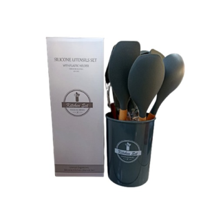 kit de utensilios de cocina marerial madera y silicon