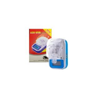 cargador universal de pilas de celular con lcd y puerto usb