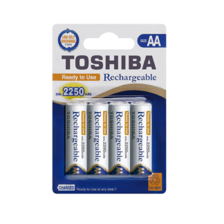 Paquete de 4 Pilas AA Recargable Toshiba 2250mAh
