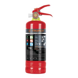 Extintor portátil recargable 1 kg, polvo tipo ABC, Truper