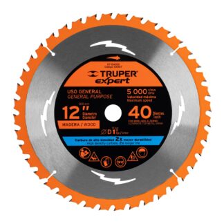 Disco sierra 12 pulgadas para madera, 40 dientes centro 1 pulgada, Expert