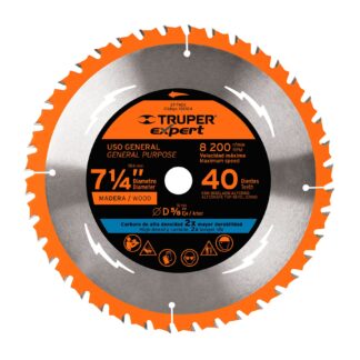 Disco sierra 7-1/4 pulgadas para madera, 40 dientes centro 5/8 pulgadas, Expert
