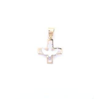 Dije Cruz Con Espiritu Santo En Oro De 14k