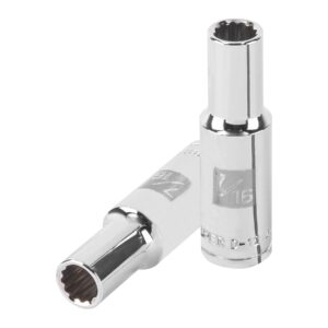 Dado largo de 7/16′ 12 puntas, cuadro 1/2′, Truper