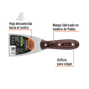 Espátula 3′ acero inoxidable con mango de madera, Expert