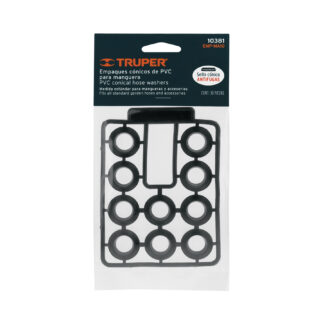Bolsa con 10 empaques de PVC antifuga para manguera, Truper