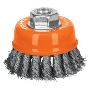 Carda copa 3′ alambre trenzado fino, eje M14, Truper