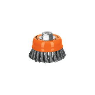 Carda copa 4' alambre trenzado fino, eje 5/8'-11, Truper