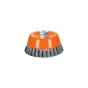 Carda copa 5′ alambre trenzado grueso, eje M14, Truper