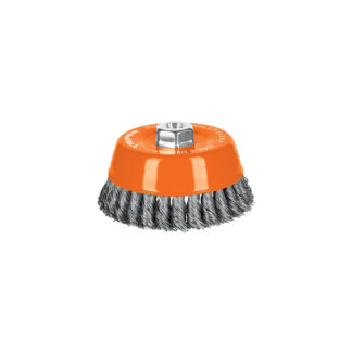 Carda copa 5' alambre trenzado grueso, eje M14, Truper