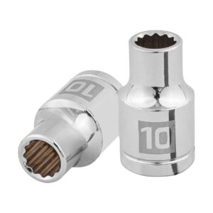 Dado de 10 mm, 12 puntas, cuadro 1/2′, Truper
