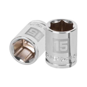Dado de 15 mm, 6 puntas, cuadro 3/8′, Truper