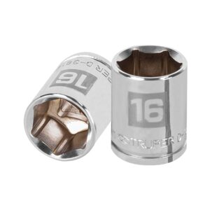 Dado de 16 mm, 6 puntas, cuadro 3/8′, Truper