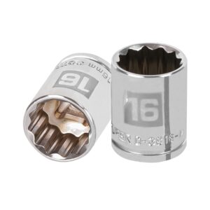Dado de 16 mm, 12 puntas, cuadro 3/8′, Truper
