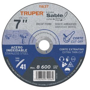 Disco Tipo 41 de 7′ x 1.8 mm corte fino acero inox, Sable