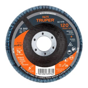 Disco 4-1/2′ laminado grano 120 centro 7/8′, Truper