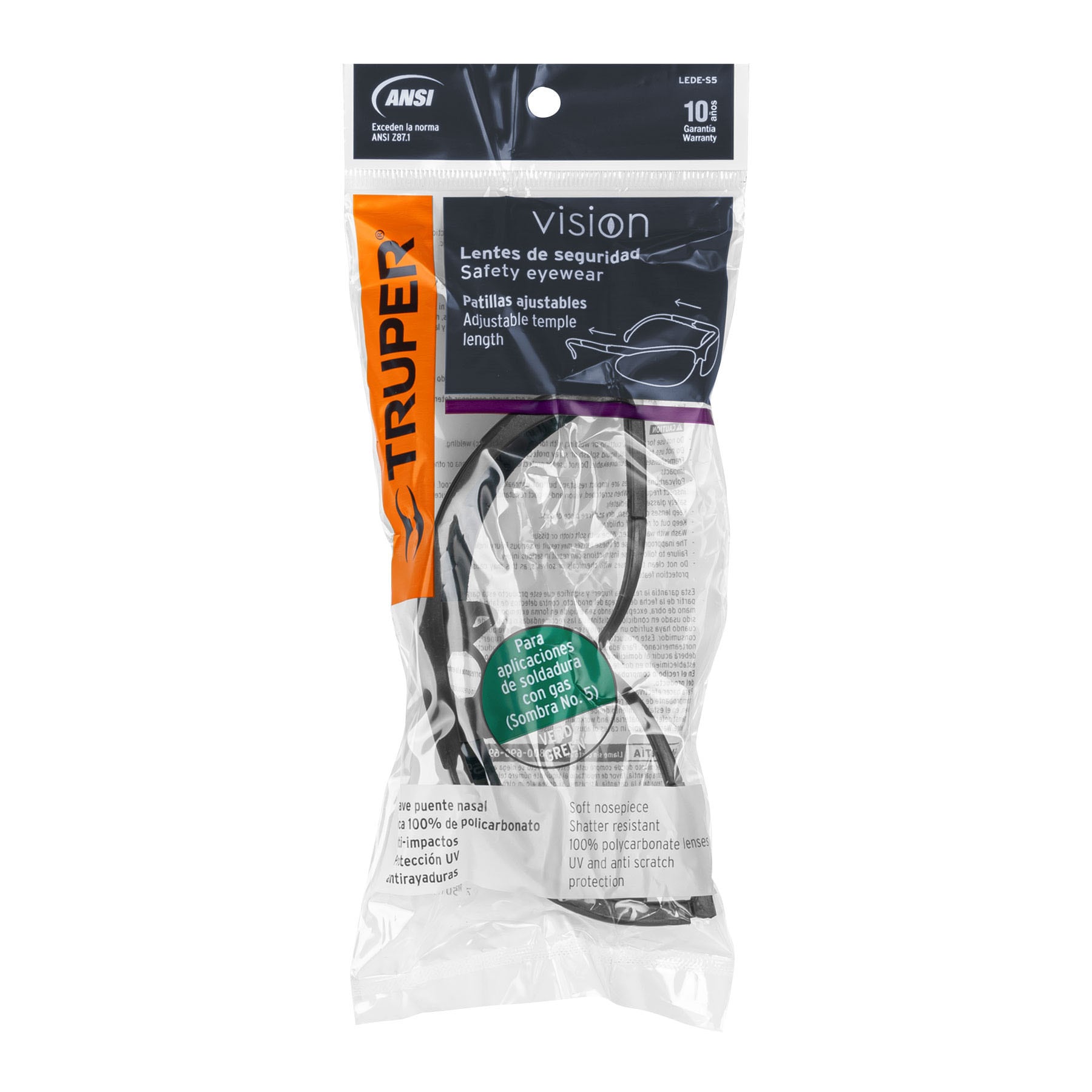 Lentes de seguridad verdes, Truper Vision - Image 3