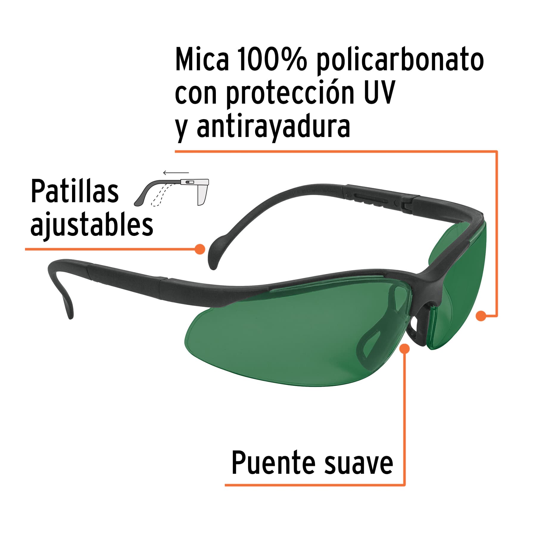 Lentes de seguridad verdes, Truper Vision - Image 2
