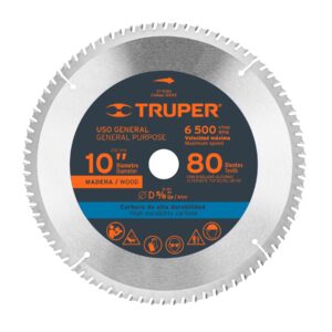 Disco sierra 10′ para madera, 80 dientes centro 5/8′, Truper