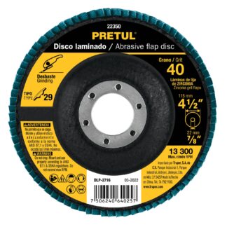 Disco 4-1/2' laminado grano 40 centro 7/8', Pretul