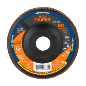 Disco 4-1/2′ laminado respaldo plástico grano 80 centro 7/8′