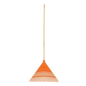 Escoba plástica para jardín, rígida, 22 dientes, mango 48′