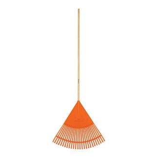 Escoba plástica para jardín, flexible, 26 dientes, mango 48'
