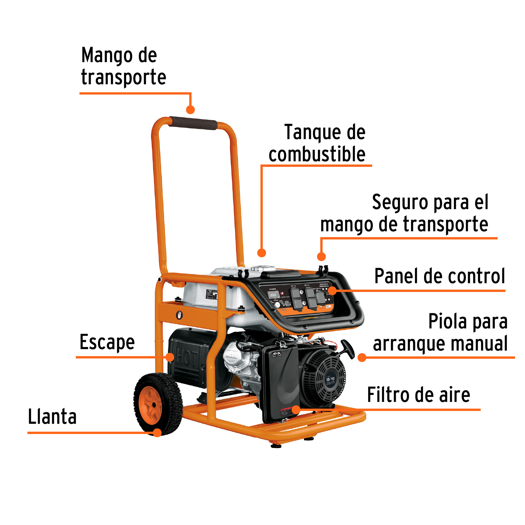 Generador portátil 8 kW motor a gasolina, Truper - Image 2