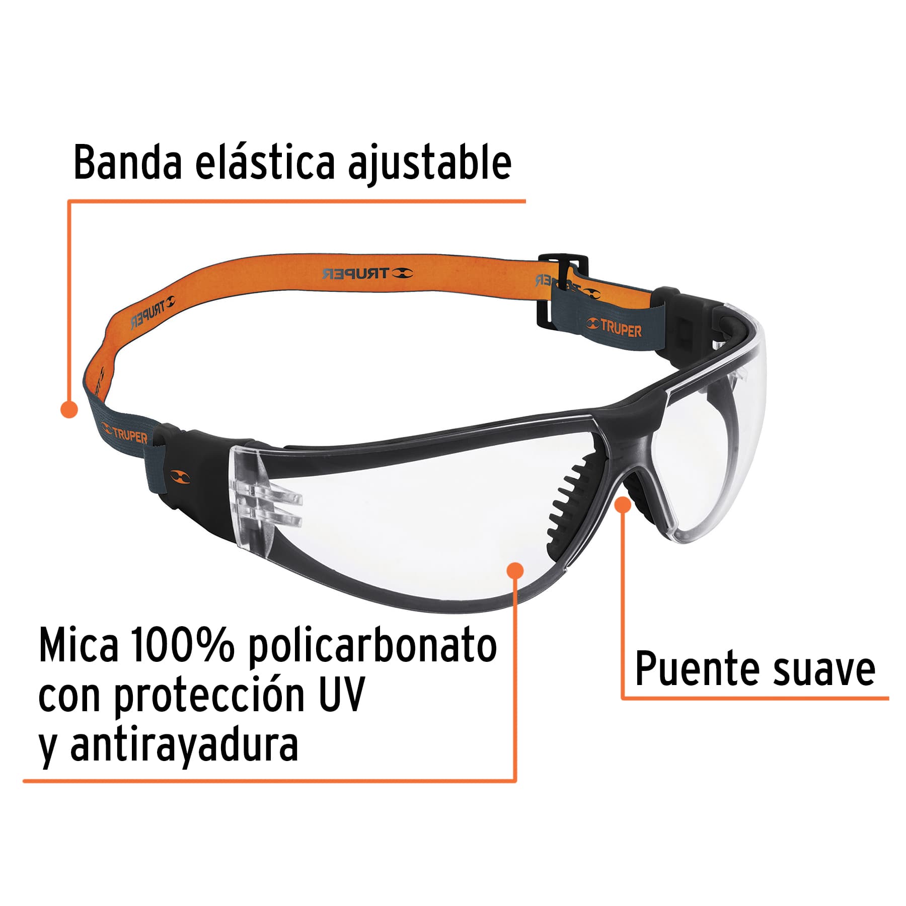 Lentes de seguridad, transparente con banda elástica, Active - Image 2