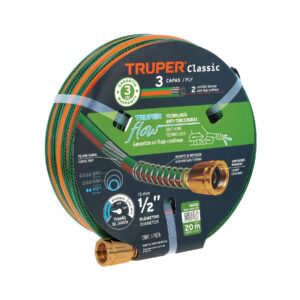 Manguera 1/2′ reforzada 3 capas 20 m conexiones de metal