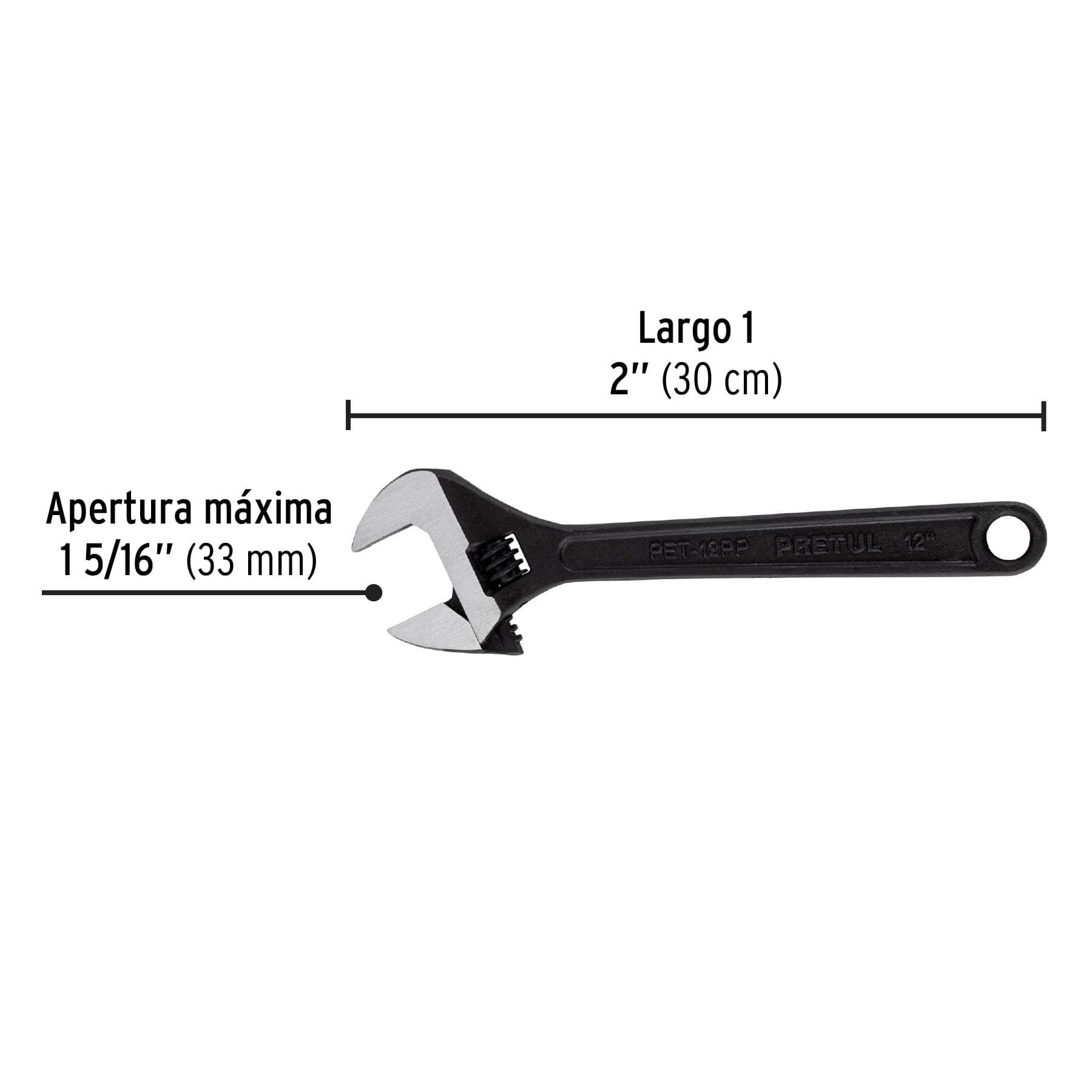 Llave ajustable (perico) 12' pavonada, Pretul - Image 3