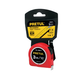 Flexómetro verde 3 m cinta 13 mm, en tarjeta, Pretul