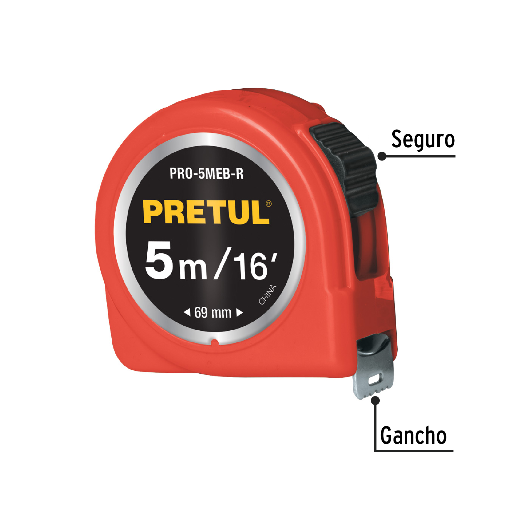Flexómetro verde 5 m cinta 19 mm, en tarjeta, Pretul - Image 2