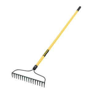 Rastrillo jardinero, 16 dientes, mango 60′ fibra de vidrio