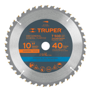 Disco sierra 10′ para madera, 40 dientes centro 1′, Truper