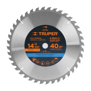 Disco sierra 14′ para madera, 40 dientes centro 1′, Truper
