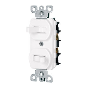 Interruptor dúplex de palanca, Standard, blanco, Volteck