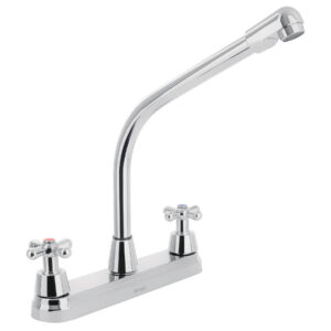 Mezcladora inox 8′ p/fregadero, cuello cobra, cruceta, Aqua