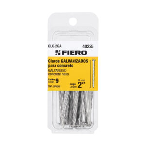 Blíster con 20 clavos galvanizados para concreto 2′, Fiero