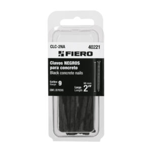 Blíster con 20 clavos negros para concreto 2′, Fiero