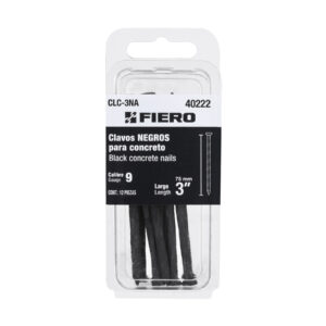 Blíster con 12 clavos negros para concreto 3′, Fiero