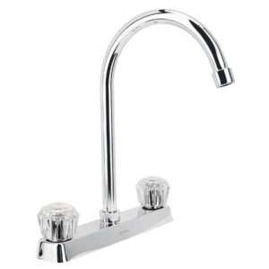 Mezcladora 8′ p/fregadero, cuello curvo, manerales acrílico