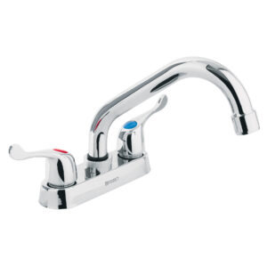 Mezcladora 4′ para lavabo, tubular, manerales palanca