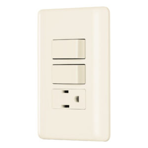 Placa armada 2 interruptores y contacto, marfil, Basic